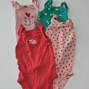 Carter's Onsie Bundle 4 Piece Tank Collection Baby Girl Size 6M